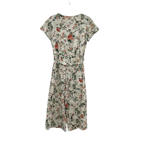 Gal Meets Glam Sophia Floral Jumpsuit Cream Green Petites Size 12P - Picture 8 of 14